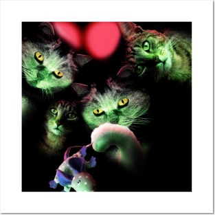 UFO Cats Alien Kitten Cat Abduction Space Galaxy Funny Posters and Art